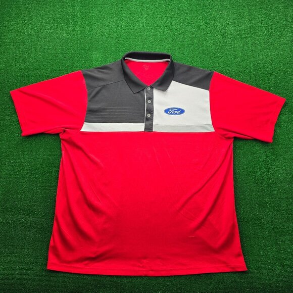 Ford Polo Shirt‎ Mens 2XL Red Short Sleeve Employee Uniform Work Wear - Picture 1 of 11